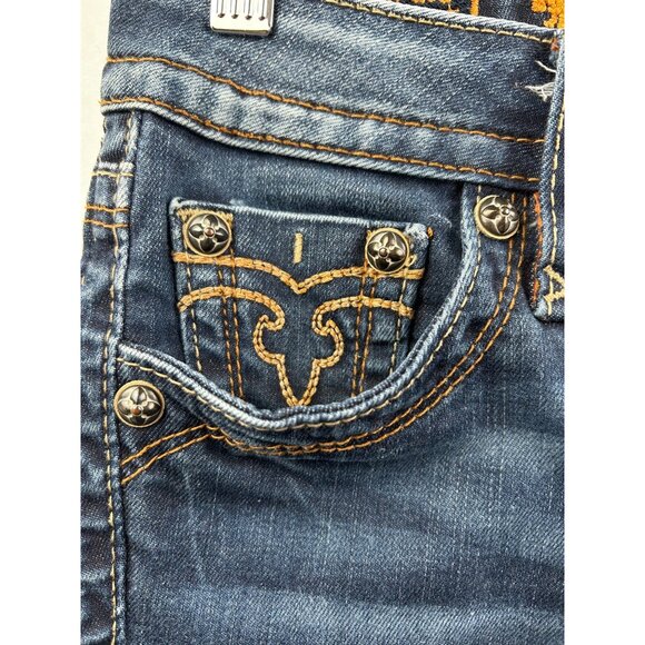 Rock Revival Y2K-Inspired Skinny Jeans Embroidered Pockets MidRise Stretch Denim - Picture 3 of 11